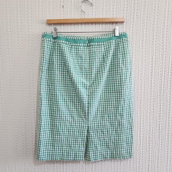 Boden Green White Gingham Lined Pencil Skirt Women's Size 10R - Picture 3 of 14